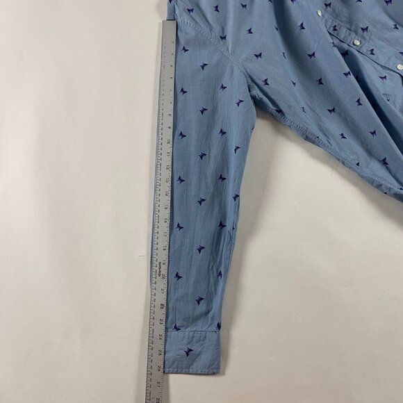 Bonobos Butterfly Print Slim Fit Button Down Shirt Men's XL Blue Cotton - Picture 10 of 11